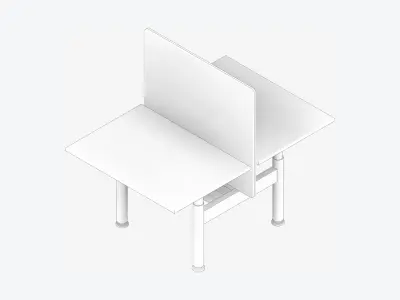 Desk - Double - Officetec - Modela - Linear - Adjustable Height Low-poly 3D model