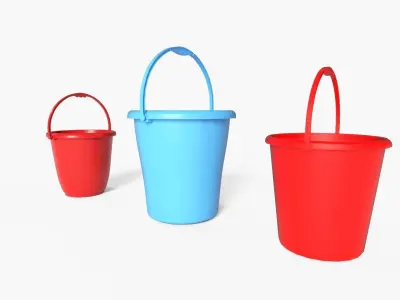 bucket rigged model high quality Low-poly 3D model