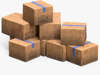 Cardboard Box Low-poly 3D model shop