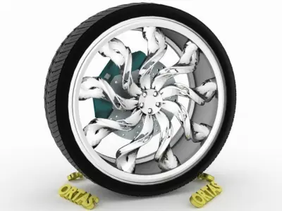 ORTAS CAR WHEEL RIM 77 GAME READY WHEEL RIM TIRE 3D model
