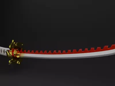 RED KATANA Low-poly 3D model