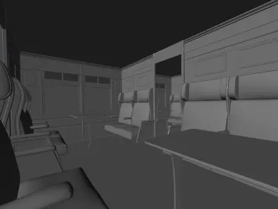 Vintage Train Interior Low-poly 3D model