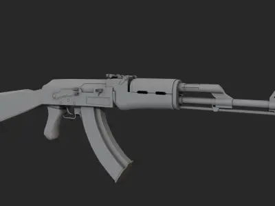 AK-47 rifle Low-poly 3D model 2