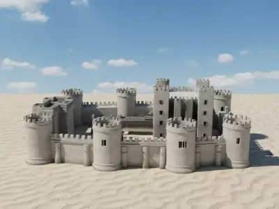 Royal Medieval Fortress Castle 3D Model Low-poly 3D model