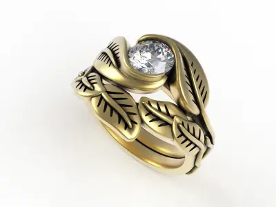 Antique Leaf Branch Wedding Ring 3D print model
