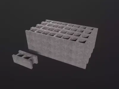 Cinder Blocks 3D Model Low-poly 3D model