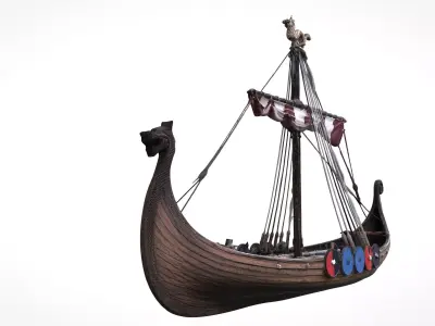  Medieval Viking ship 3D model Low-poly 3D model