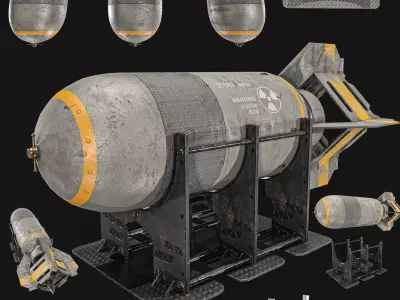 Aircraft bomb And Holder Low-poly 3D model