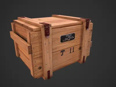 Old soviet wooden military box low poly model for VR gaming Low-poly 3D model