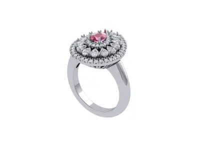 Pear Art Deco Ring 3D print model 10