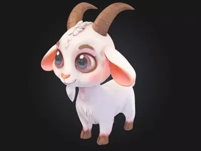 Cuddly Goat Pup  Adorable Mischief in a Fluffy Package 3D model