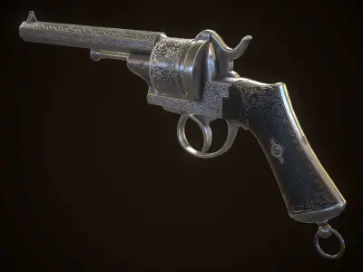 LEFAUCHEUX - Vintage Revolver Steel Low-poly 3D model