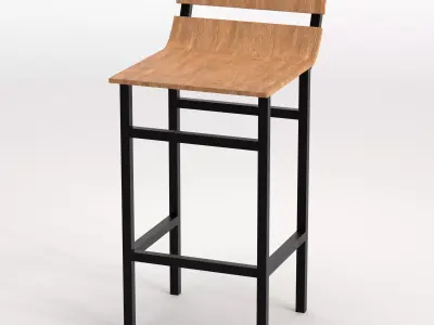 Industrial Style Bar Stool Low Poly 3D Model Low-poly 3D model