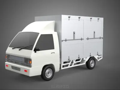 COMPACT WHITE BOX CARGO DELIVERY TRUCK URBAN REGIONAL DELIVERIES 3D model