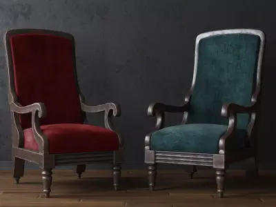 Antique William IV Library Chair Low-poly 3D model