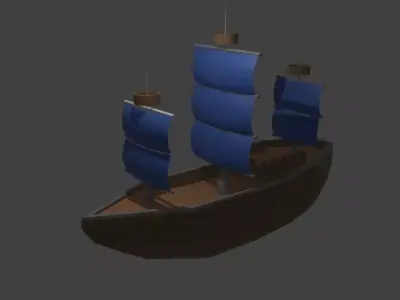 Pirate Ship Low-poly 3D model 2