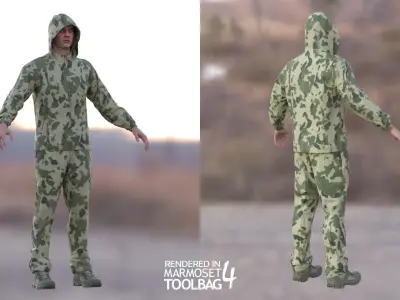 Man - Military Uniform 3 - Modular - Rigged Low-poly 3D model