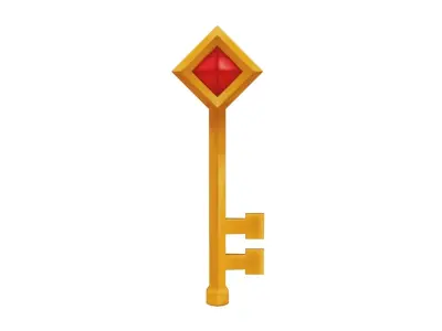 Golden Key - Hand Painted Free 3D model