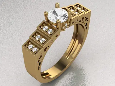 solitaire wedding ring  3D print model