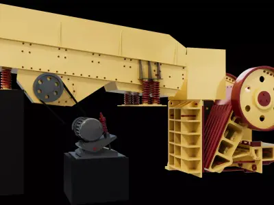 Vibrating Feeder and Jaw Crusher Mining Machine Equipment 3D model