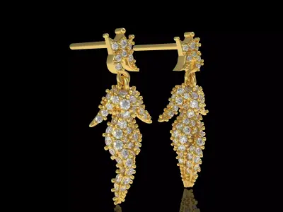Dancing Girl Stud Earrings  3D print model
