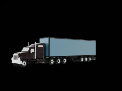 truck with trailer Low-poly 3D model