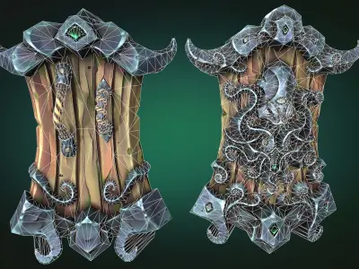 Coastal shield Low-poly 3D model
