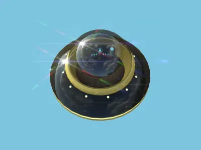 Cartoon UFO A2 - SciFi Flying Saucer - Black Yellow Low-poly 3D model