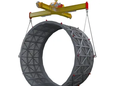 Industrial Perforated Cylinder with Lifting Beam 3D model