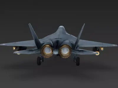 Weathered 5th-Generation Stealth Fighter Jet 3D Model Low-poly 3D model