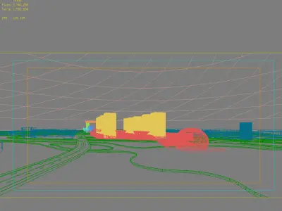 Architecture futuristic city near river 3D model