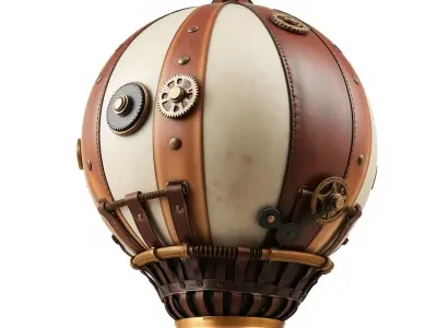 Steampunk Balloon Ornate Brass Rimmed Model Pack Low-poly 3D model
