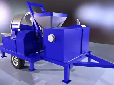 Big blue concrete mixer machine Low-poly 3D model