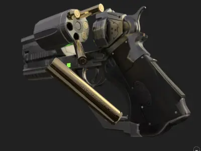 Revolver-Pistol Hybrid Low-poly 3D model