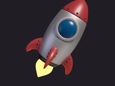 cartoon stylized Rocket Low-poly 3D model