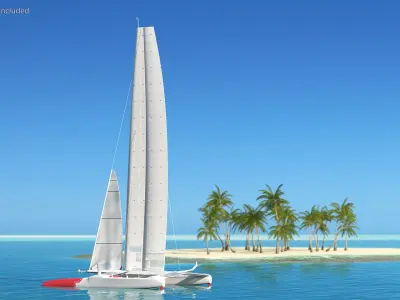  Racing Sail Boat White 