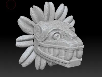 Quetzalcoatl wooden mask Low-poly 3D model