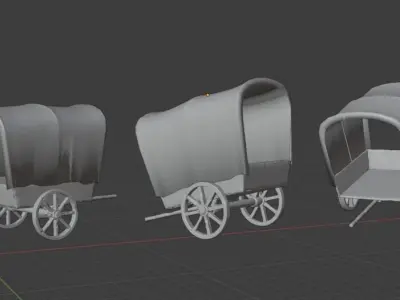 High Quality Sculpted Vertex Painted Wagon Chariot Cart Model Free 3D model