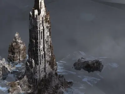 Winter Viking Sunken Towers Kit bash 3D model