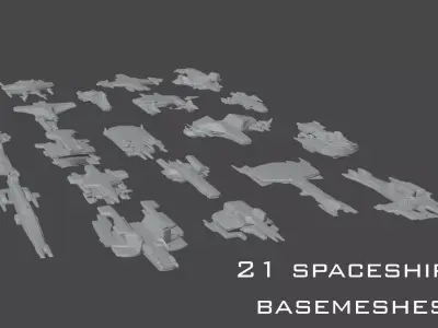 21 spaceship base meshes  3D model