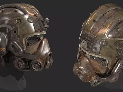 PBR Game Ready Post-Apocalyptic Helmet 3D Model Low-poly 3D model