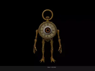 Low Poly Stylized Pocket Watch Monster - PBR Low-poly 3D model