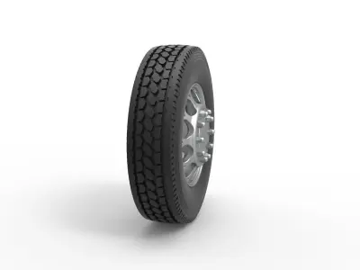 Front custom wheel of semi truck Version 6 Scale 1 to 25 3D print model