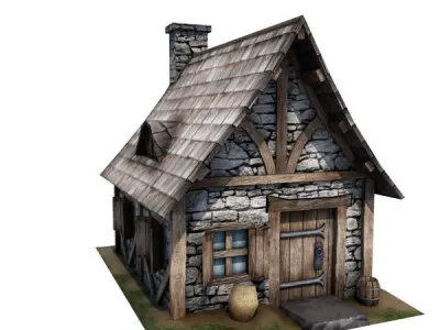 Medieval Building 08 Cottage Low-poly 3D model