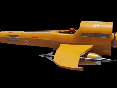 Spaceship 3D model fighter jet Low-poly 3D model