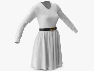  Dress White with Belt 