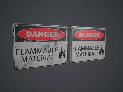 Plastic Danger Sign 3 PBR Game Ready Low-poly 3D model