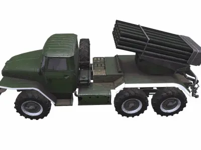 BM-21 Grad Self-Propelled Multiple Rocket Launcher Low-poly 3D model