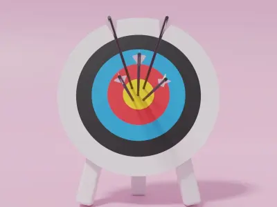 Archery Target and Arrows Low-poly 3D model
