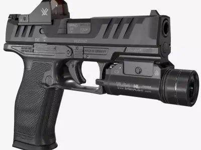 Walther PDP Fullsize with attachments Low-poly 3D model